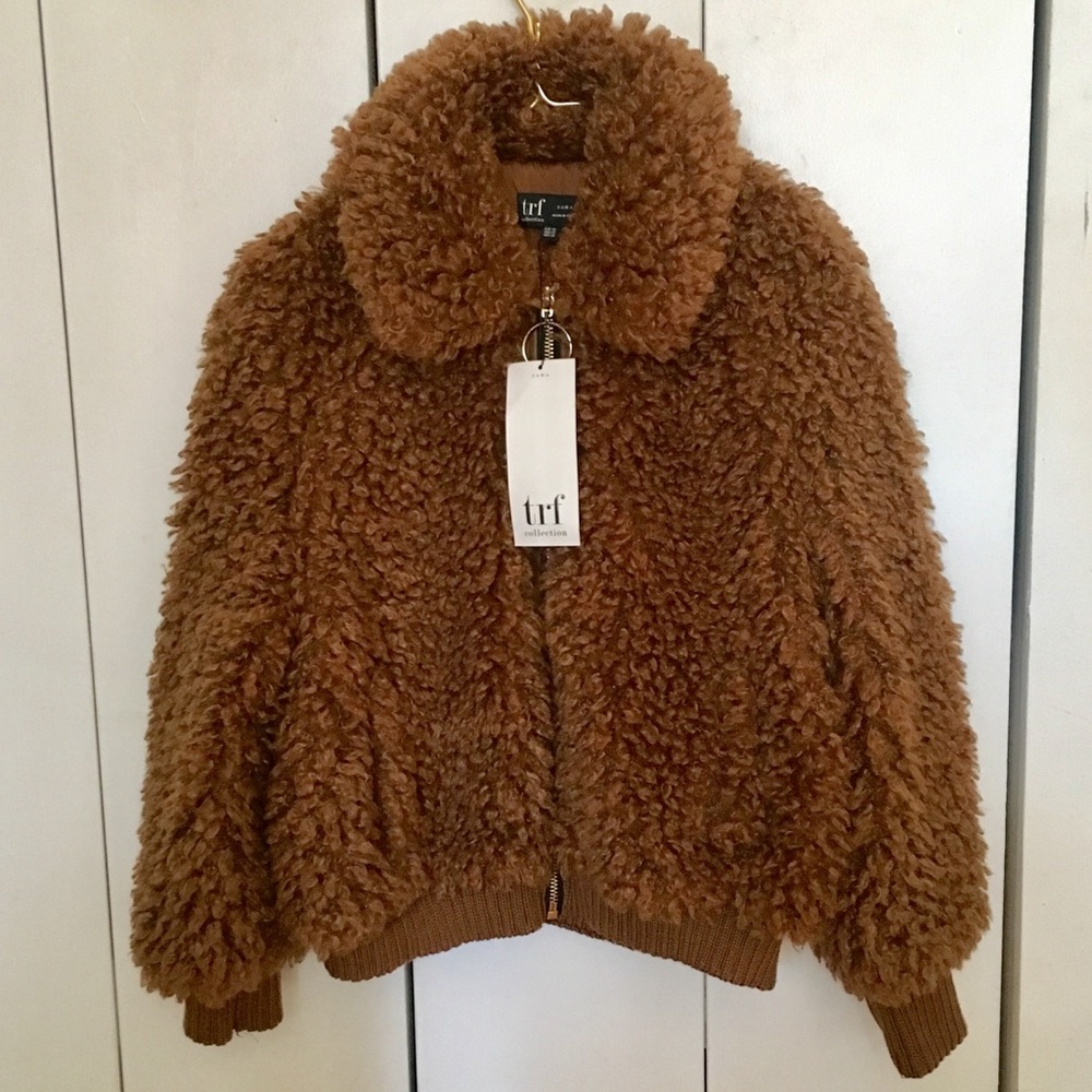 ZARA TRF Collection Teddy Bomber Jacket Size XS